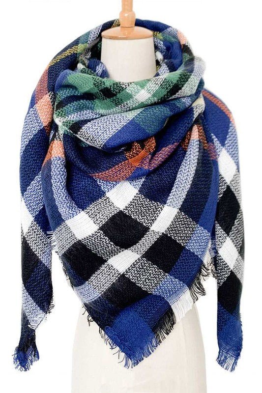 Large Plaid Square Blanket Scarf - Singing Wind Market