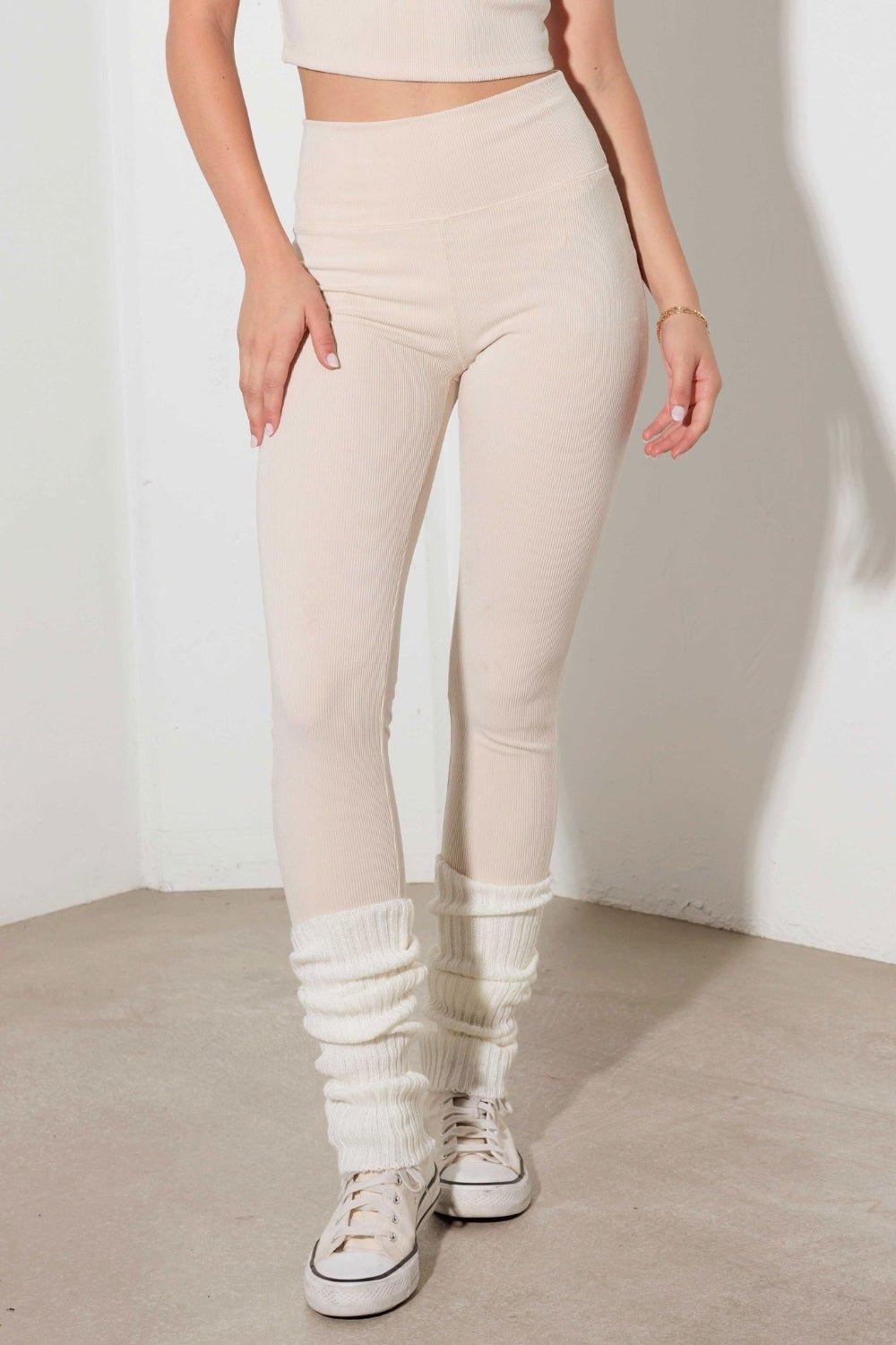 Le Lis Ribbed Crop Cami and High Waist Brushed Leggings Set - Singing Wind Market