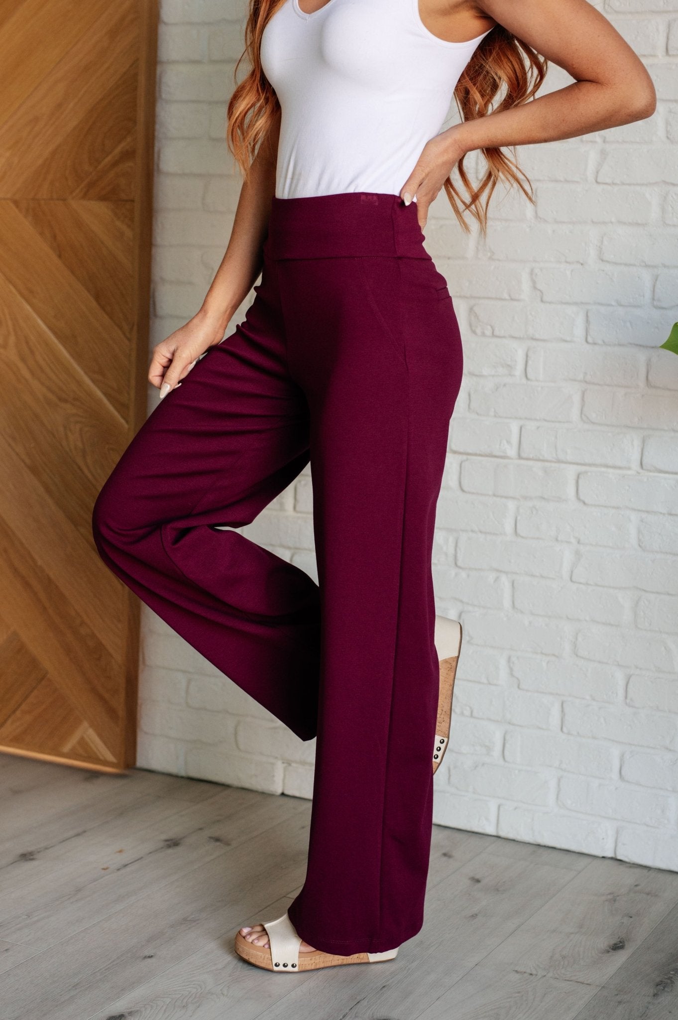 Magic Wide Leg Pants in Wine - Singing Wind Market