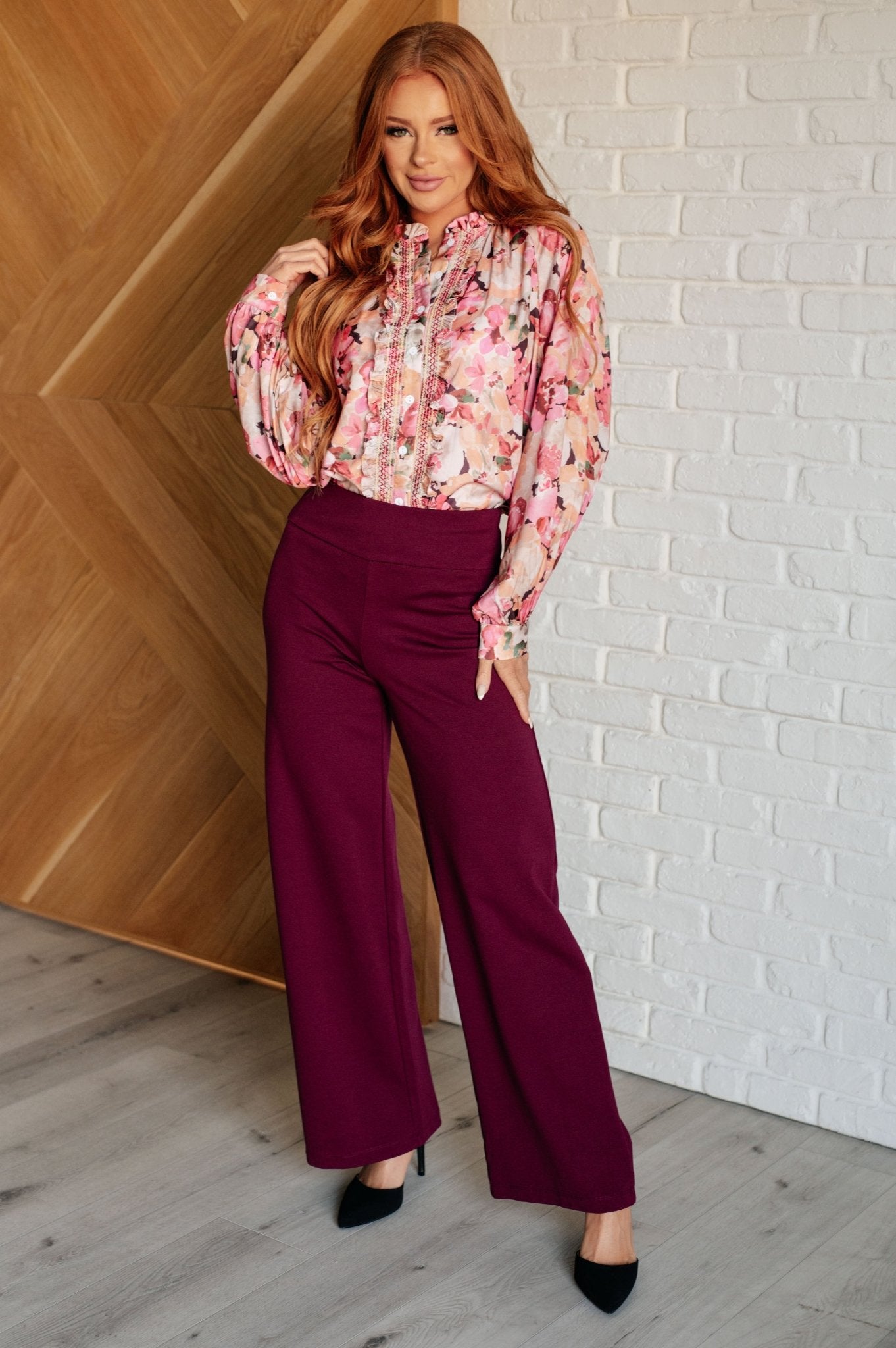 Magic Wide Leg Pants in Wine - Singing Wind Market