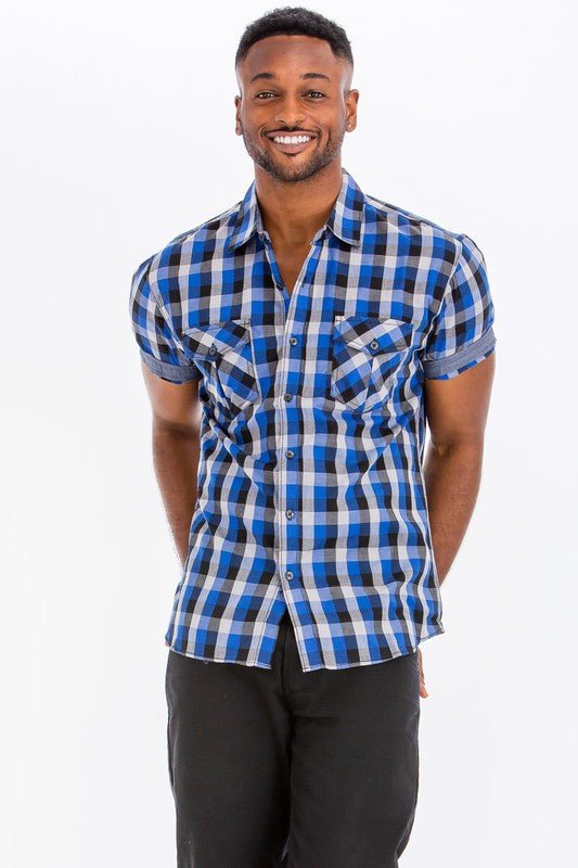 Mens Checkered Button Down Shirt - Singing Wind Market