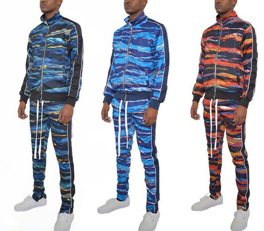 MENS PRINT FULL ZIP TRACK SUIT SET - Singing Wind Market