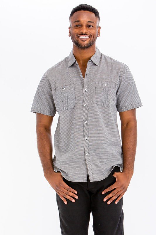 Mens Short Sleeve Button Down Shirt - Singing Wind Market