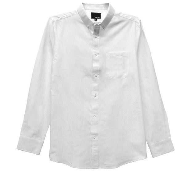 Mens White Long Sleeve Button Down Shirt - Singing Wind Market