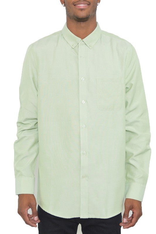 Mens White Long Sleeve Button Down Shirt - Singing Wind Market