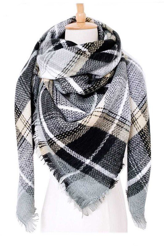 Mix Plaid Large Blanket Scarf - Singing Wind Market