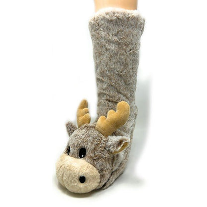 Moose Up - Kids' Plush Animal Slipper Socks - Singing Wind Market