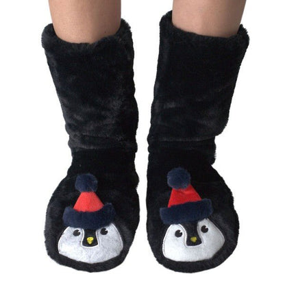 Penguin - Women's Cozy Sherpa Slipper Socks - Singing Wind Market