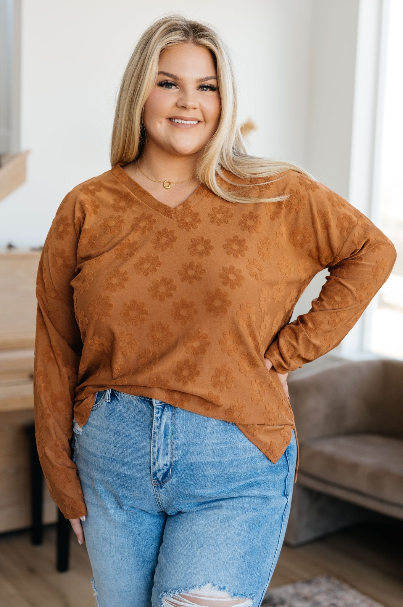 Perfect in Pansies V - Neck Top - Singing Wind Market