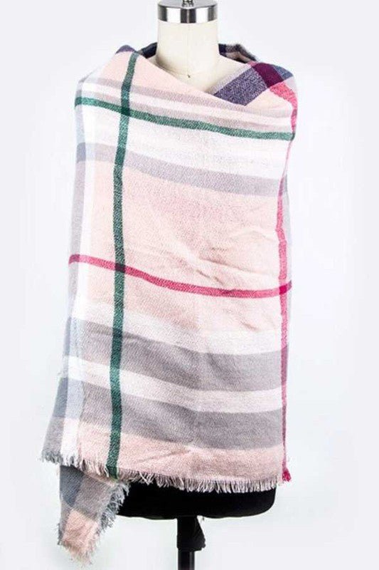 Plaid Square Large Blanket Scarf - Singing Wind Market