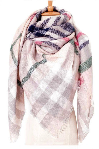 Plaid Square Large Blanket Scarf - Singing Wind Market