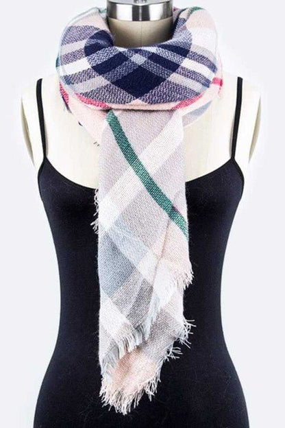 Plaid Square Large Blanket Scarf - Singing Wind Market