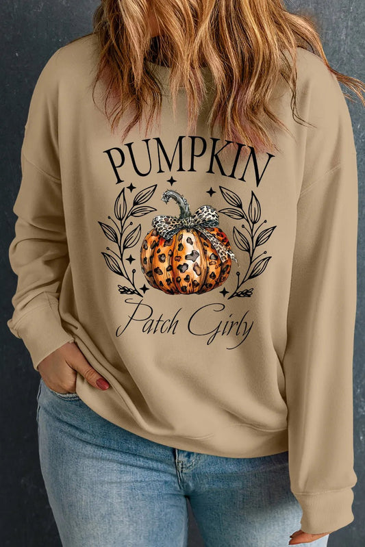 Plus Size Pumpkin Graphic Long Sleeve Sweatshirt - Singing Wind Market