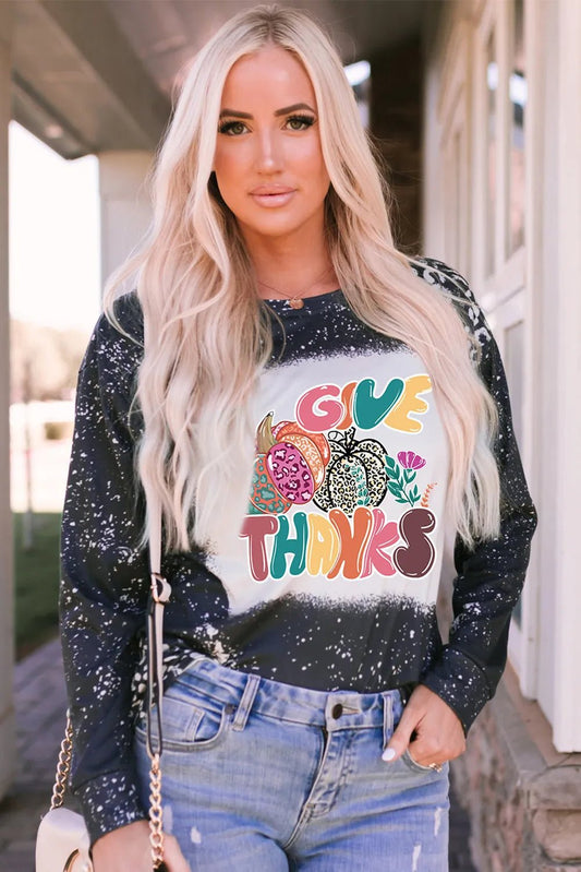 Pumpkin Graphic Round Neck Long Sleeve T-Shirt - Singing Wind Market