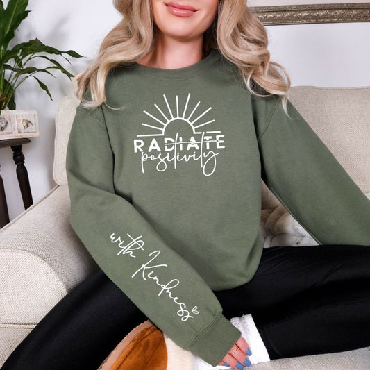 Radiate Positivity Graphic Sweatshirt in Three Colors - Singing Wind Market