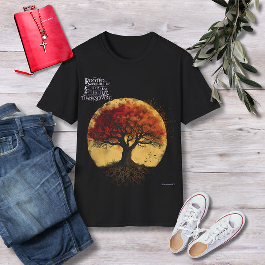 Rooted and built up in Christ Unisex Christian T-shirt - Singing Wind Market