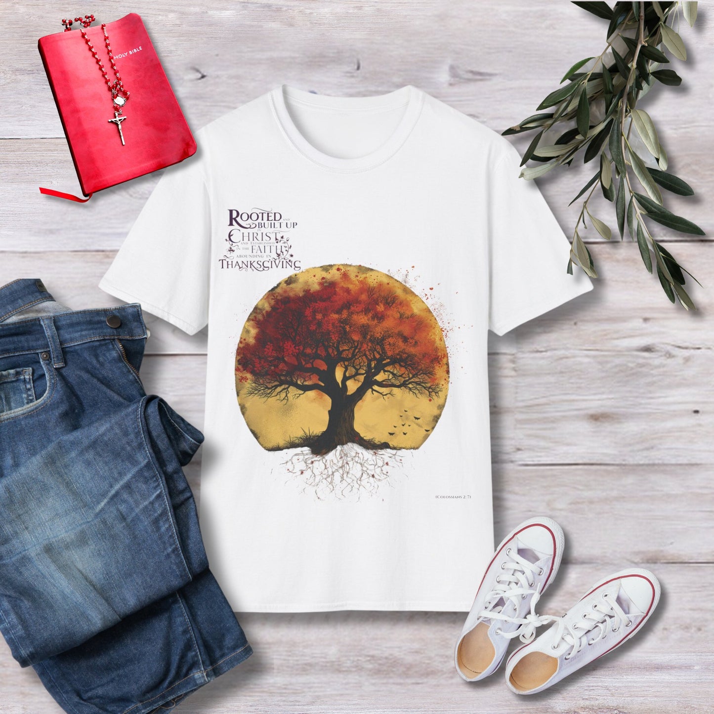 Rooted and built up in Christ Unisex Christian T-shirt - Singing Wind Market