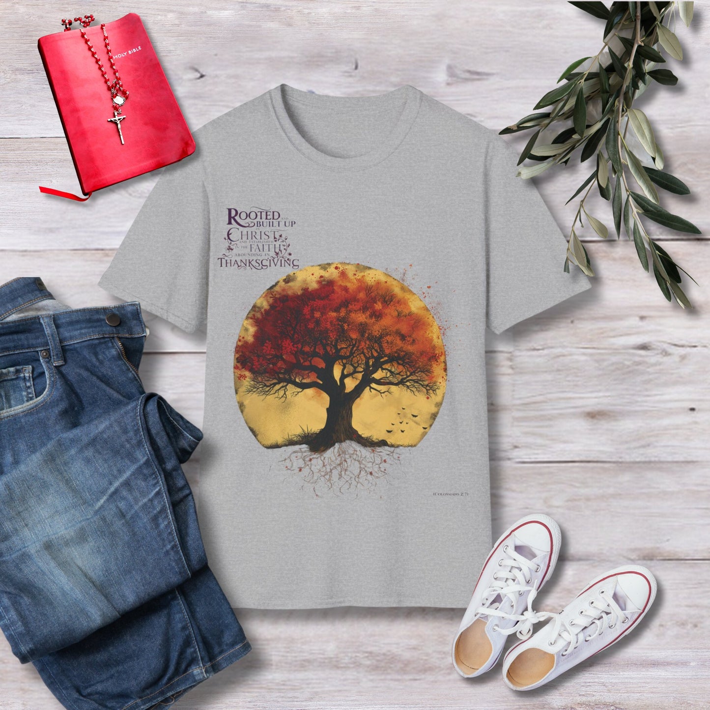 Rooted and built up in Christ Unisex Christian T-shirt - Singing Wind Market