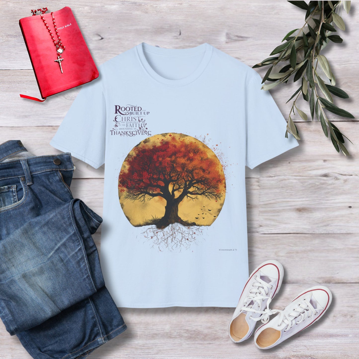 Rooted and built up in Christ Unisex Christian T-shirt - Singing Wind Market