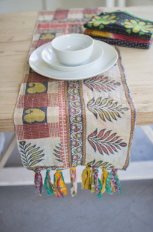 Set Of Four Assorted Kantha Table Runners - Singing Wind Market