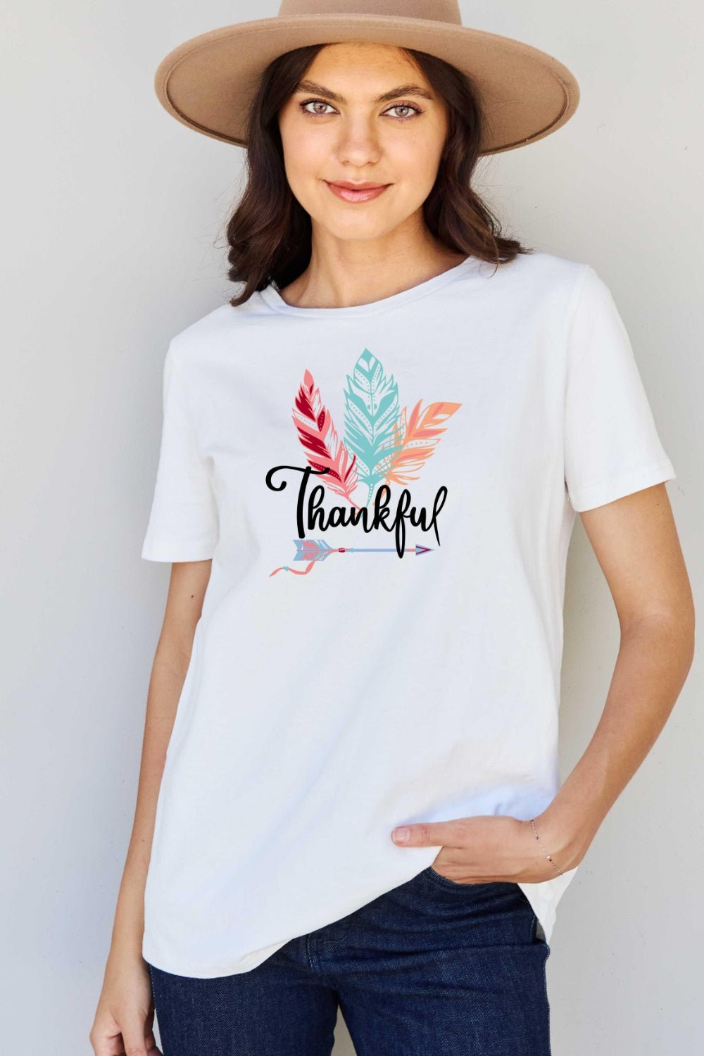 Simply Love Full Size THANKFUL Graphic T-Shirt - Singing Wind Market