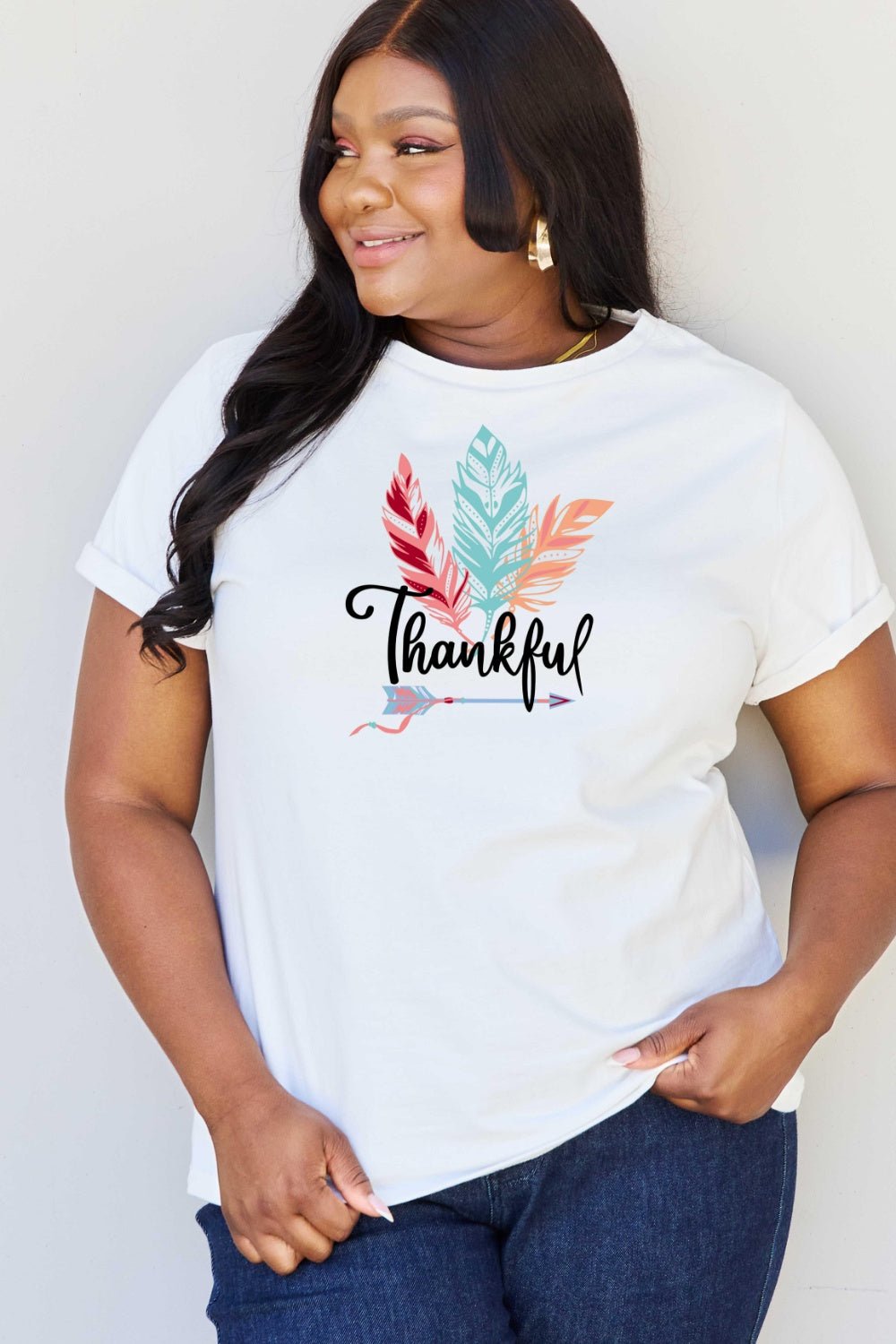 Simply Love Full Size THANKFUL Graphic T-Shirt - Singing Wind Market