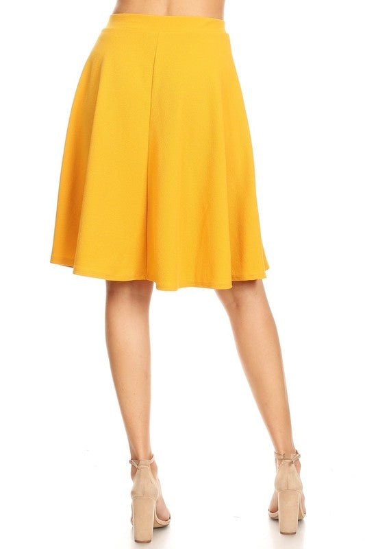 Solid high waisted A - line knee length skirt - Singing Wind Market