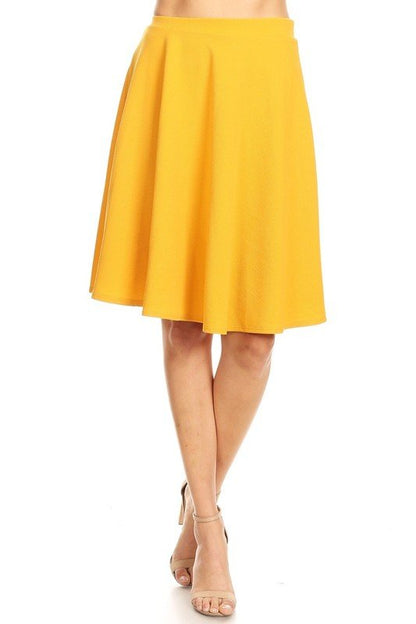 Solid high waisted A - line knee length skirt - Singing Wind Market