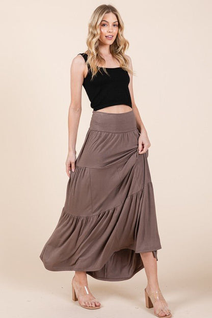 Solid Tiered Ruffle Skirt - Singing Wind Market