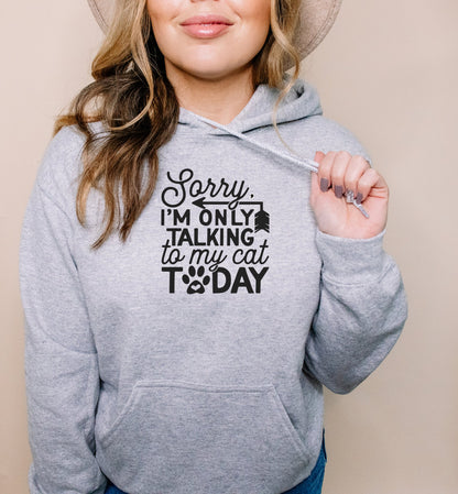 Sorry, I Am Only Talking To My Cat Today Hoodie - Singing Wind Market