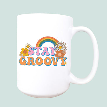 Stay groovy ceramic coffee mug - Singing Wind Market