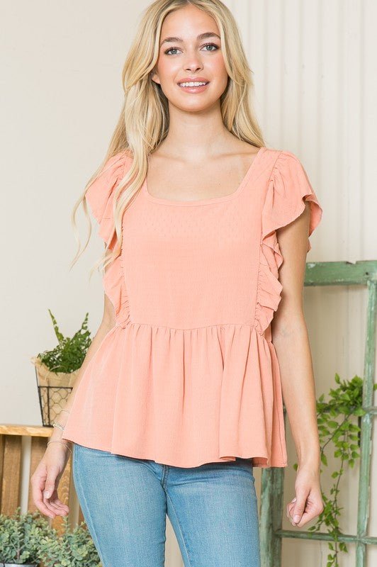 Textured Peplum Top - Singing Wind Market