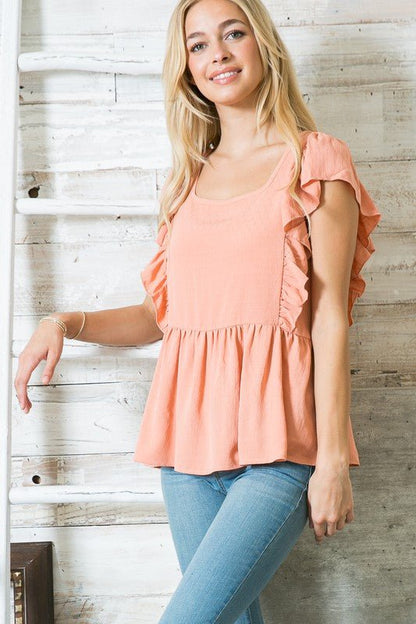 Textured Peplum Top - Singing Wind Market