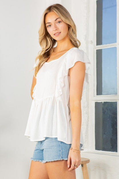 Textured Peplum Top - Singing Wind Market