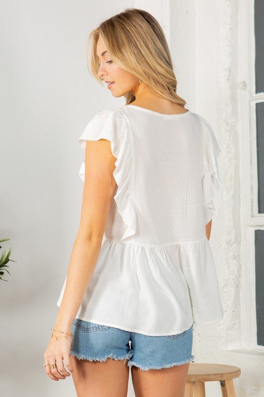 Textured Peplum Top - Singing Wind Market