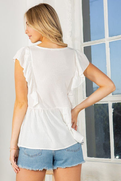 Textured Peplum Top - Singing Wind Market