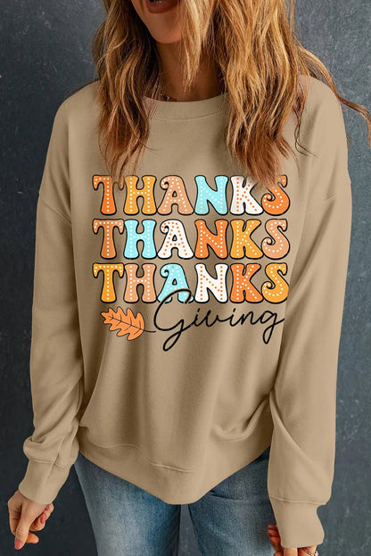 THANKSGIVING Round Neck Dropped Shoulder Sweatshirt - Singing Wind Market