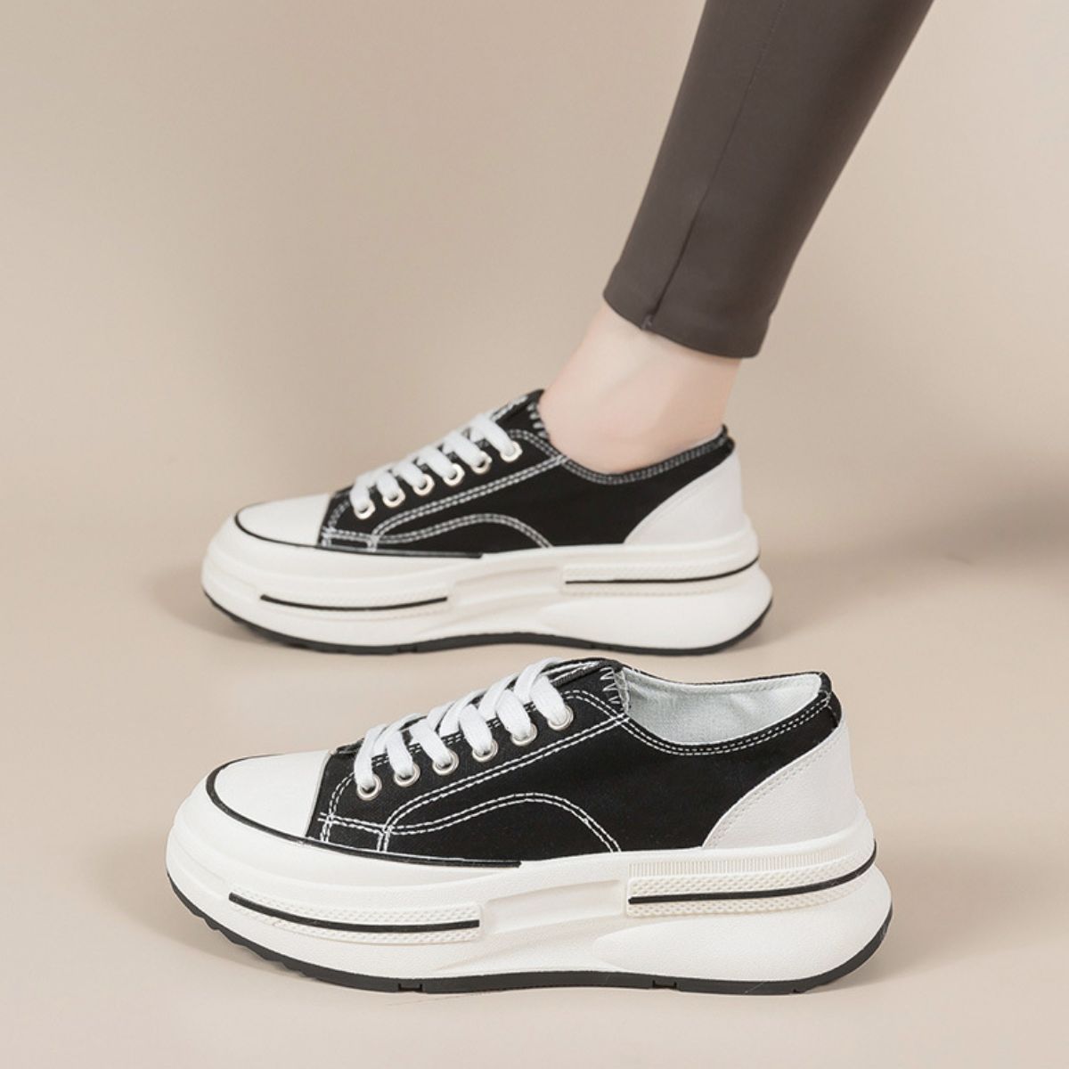 Tied Round Toe Platform Sneakers - Singing Wind Market