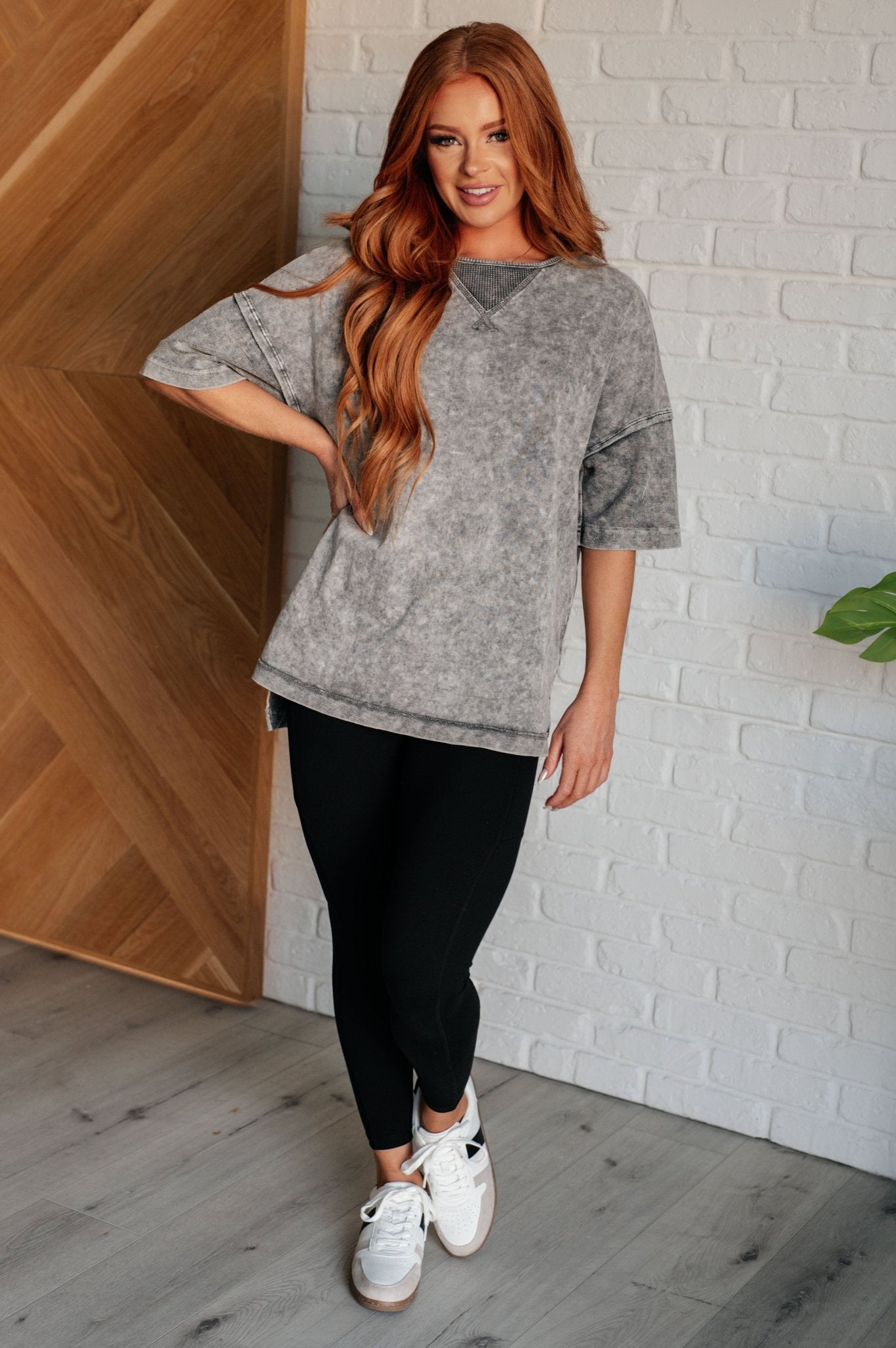 Unbothered Mineral Wash Top in Grey - Singing Wind Market