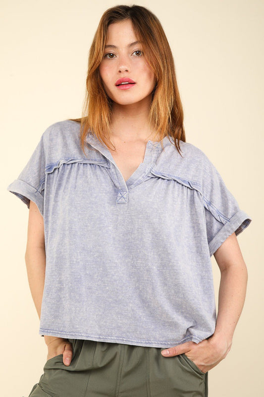 VERY J Nochted Short Sleeve Washed T-Shirt - Singing Wind Market