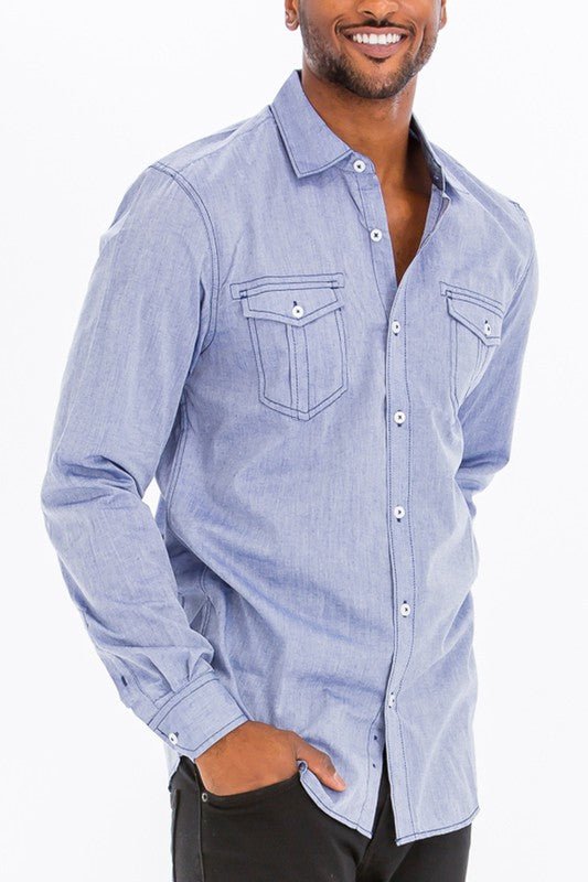 Weiv Men's Casual Long Sleeve Shirts - Singing Wind Market