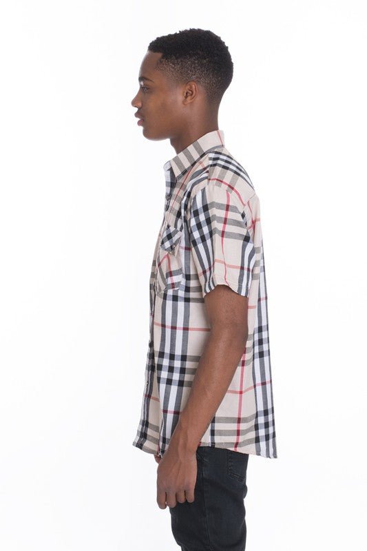 Weiv Men's Casual Short Sleeve Checker Shirts - Singing Wind Market