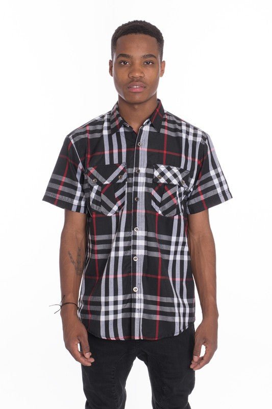 Weiv Men's Casual Short Sleeve Checker Shirts - Singing Wind Market