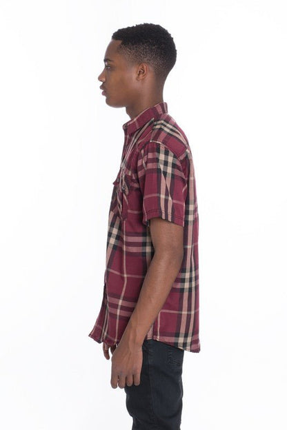 Weiv Men's Casual Short Sleeve Checker Shirts - Singing Wind Market