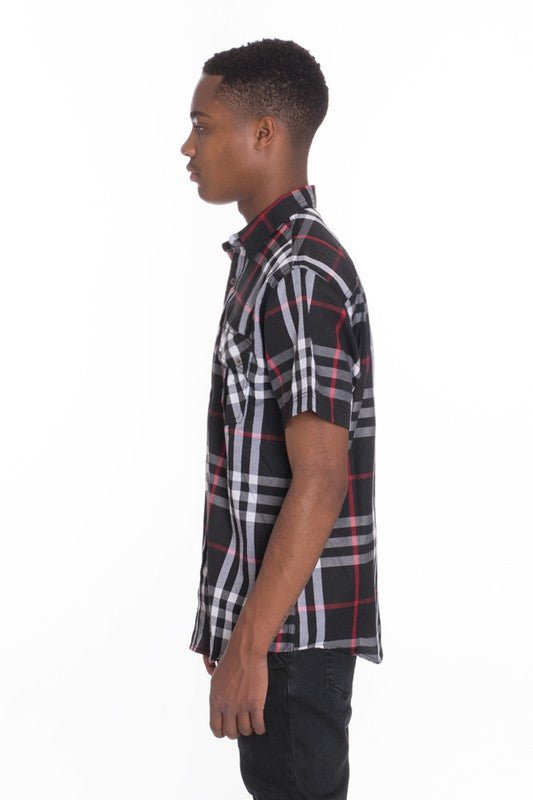 Weiv Men's Casual Short Sleeve Checker Shirts - Singing Wind Market