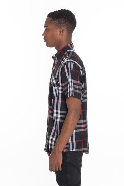 Weiv Men's Casual Short Sleeve Checker Shirts - Singing Wind Market