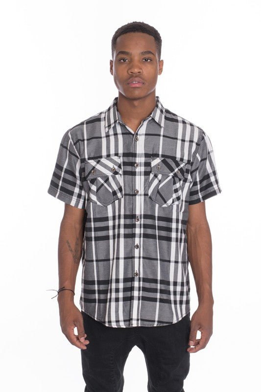 Weiv Men's Casual Short Sleeve Checker Shirts - Singing Wind Market