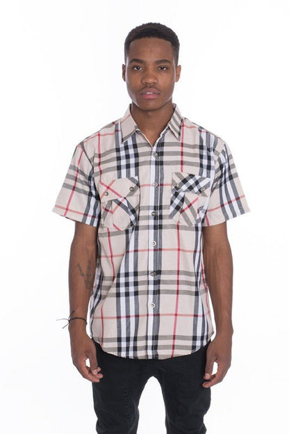 Weiv Men's Casual Short Sleeve Checker Shirts - Singing Wind Market