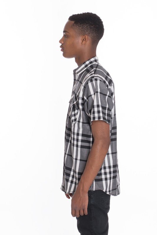 Weiv Men's Casual Short Sleeve Checker Shirts - Singing Wind Market