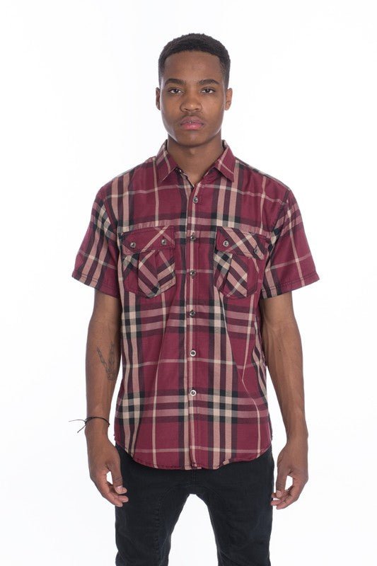 Weiv Men's Casual Short Sleeve Checker Shirts - Singing Wind Market